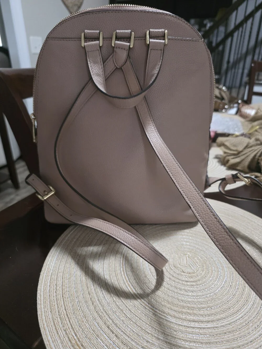 Michael Kors Dusty Rose Taupe Backpack with Matching Wallet Set